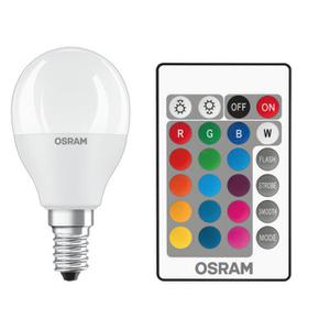 Лампа светодиодная 5,5W 2700К RGB Е14 шар матовая LEDSCLP40REM OSRAM